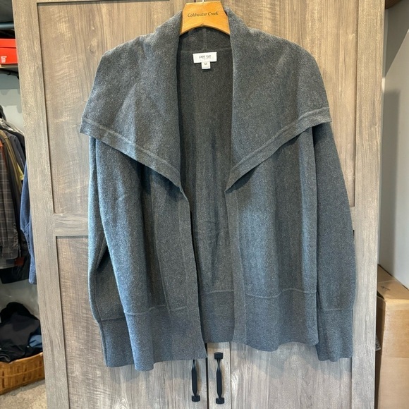 Per Se by Carlisle Sweater Cardigan Medium Gray Open Front - Picture 1 of 13